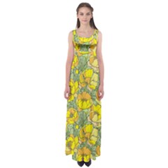 Seamless-pattern-with-graphic-spring-flowers Empire Waist Maxi Dress by uniart180623