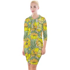 Seamless-pattern-with-graphic-spring-flowers Quarter Sleeve Hood Bodycon Dress by uniart180623