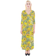 Seamless-pattern-with-graphic-spring-flowers Quarter Sleeve Wrap Maxi Dress by uniart180623