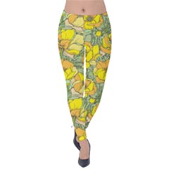 Seamless-pattern-with-graphic-spring-flowers Velvet Leggings by uniart180623