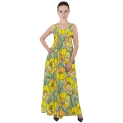 Seamless-pattern-with-graphic-spring-flowers Empire Waist Velour Maxi Dress by uniart180623