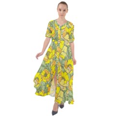 Seamless-pattern-with-graphic-spring-flowers Waist Tie Boho Maxi Dress by uniart180623