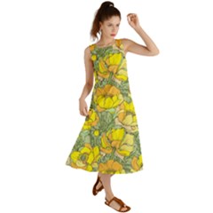 Seamless-pattern-with-graphic-spring-flowers Summer Maxi Dress by uniart180623