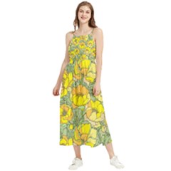 Seamless-pattern-with-graphic-spring-flowers Boho Sleeveless Summer Dress by uniart180623