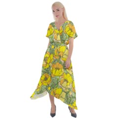 Seamless-pattern-with-graphic-spring-flowers Cross Front Sharkbite Hem Maxi Dress by uniart180623