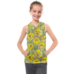 Seamless-pattern-with-graphic-spring-flowers Kids  Sleeveless Hoodie by uniart180623