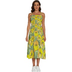 Seamless-pattern-with-graphic-spring-flowers Sleeveless Shoulder Straps Boho Dress by uniart180623