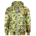 Seamless-pattern-with-flowers-owls Men s Zipper Hoodie View1