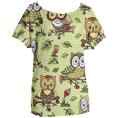 Seamless-pattern-with-flowers-owls Women s Oversized Tee by uniart180623