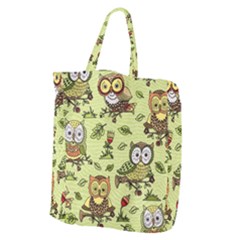 Seamless-pattern-with-flowers-owls Giant Grocery Tote by uniart180623