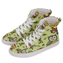 Seamless-pattern-with-flowers-owls Men s Hi-top Skate Sneakers by uniart180623