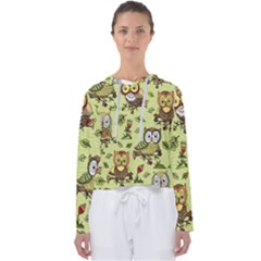 Seamless-pattern-with-flowers-owls Women s Slouchy Sweat by uniart180623