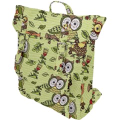 Seamless-pattern-with-flowers-owls Buckle Up Backpack by uniart180623