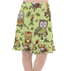 Seamless-pattern-with-flowers-owls Fishtail Chiffon Skirt by uniart180623