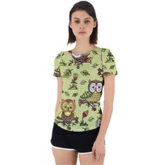 Seamless-pattern-with-flowers-owls Back Cut Out Sport Tee by uniart180623