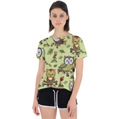 Seamless-pattern-with-flowers-owls Open Back Sport Tee by uniart180623