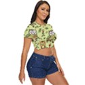 Seamless-pattern-with-flowers-owls Side Button Cropped Tee View3