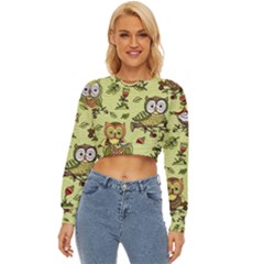 Seamless-pattern-with-flowers-owls Lightweight Long Sleeve Sweatshirt by uniart180623