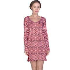 Pink-art-with-abstract-seamless-flaming-pattern Long Sleeve Nightdress by uniart180623