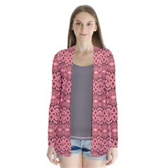 Pink-art-with-abstract-seamless-flaming-pattern Drape Collar Cardigan by uniart180623