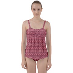 Pink-art-with-abstract-seamless-flaming-pattern Twist Front Tankini Set by uniart180623