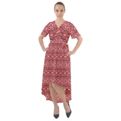 Pink-art-with-abstract-seamless-flaming-pattern Front Wrap High Low Dress by uniart180623