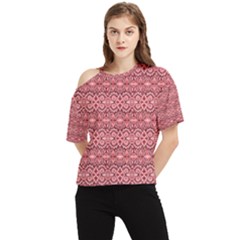 Pink-art-with-abstract-seamless-flaming-pattern One Shoulder Cut Out Tee by uniart180623