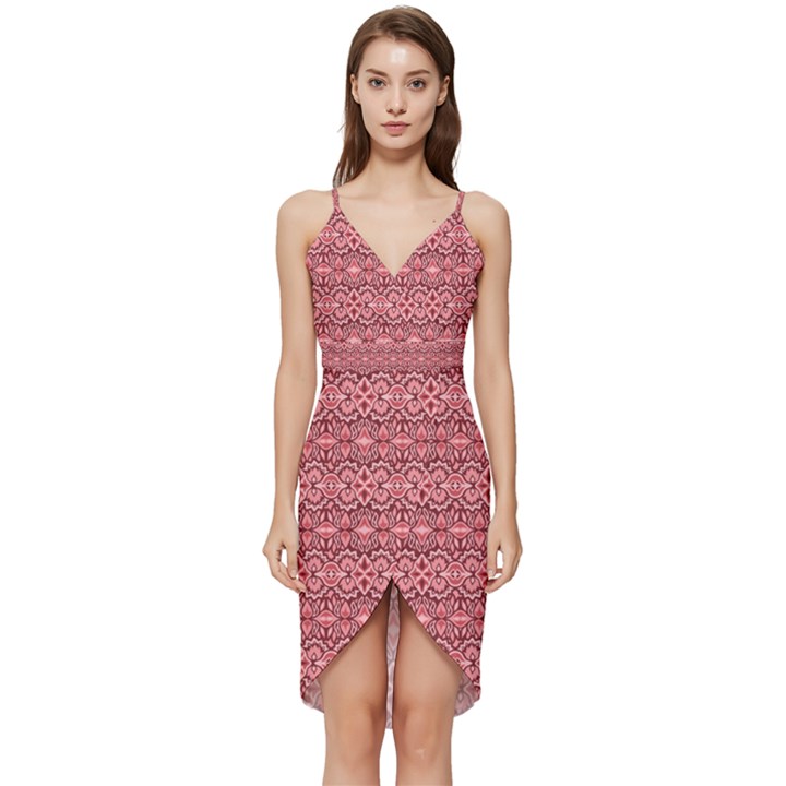 Pink-art-with-abstract-seamless-flaming-pattern Wrap Frill Dress