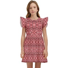 Pink-art-with-abstract-seamless-flaming-pattern Kids  Winged Sleeve Dress by uniart180623