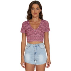 Pink-art-with-abstract-seamless-flaming-pattern V-neck Crop Top by uniart180623