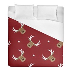 Cute-reindeer-head-with-star-red-background Duvet Cover (full/ Double Size) by uniart180623