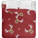 Cute-reindeer-head-with-star-red-background Duvet Cover Double Side (King Size) View1