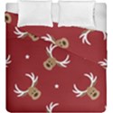 Cute-reindeer-head-with-star-red-background Duvet Cover Double Side (King Size) View2