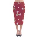 Cute-reindeer-head-with-star-red-background Velvet Midi Pencil Skirt View1