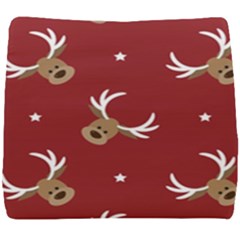 Cute-reindeer-head-with-star-red-background Seat Cushion by uniart180623