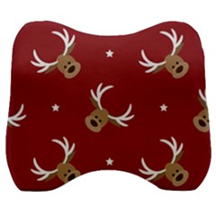 Cute-reindeer-head-with-star-red-background Velour Head Support Cushion by uniart180623