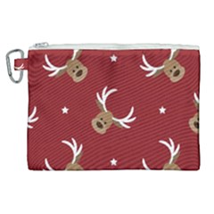 Cute-reindeer-head-with-star-red-background Canvas Cosmetic Bag (xl) by uniart180623