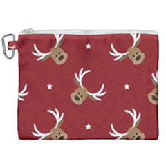 Cute-reindeer-head-with-star-red-background Canvas Cosmetic Bag (xxl)