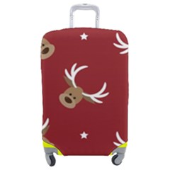 Cute-reindeer-head-with-star-red-background Luggage Cover (medium) by uniart180623