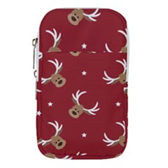 Cute-reindeer-head-with-star-red-background Waist Pouch (large) by uniart180623