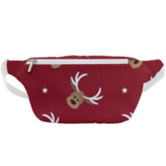 Cute-reindeer-head-with-star-red-background Waist Bag  by uniart180623