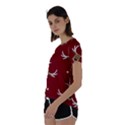 Cute-reindeer-head-with-star-red-background Short Sleeve Open Back Tee View2