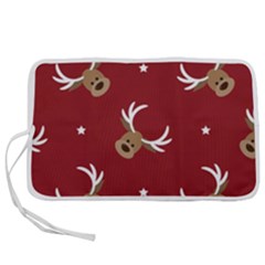 Cute-reindeer-head-with-star-red-background Pen Storage Case (s) by uniart180623