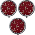 Cute-reindeer-head-with-star-red-background Mini Round Pill Box (Pack of 3) View1