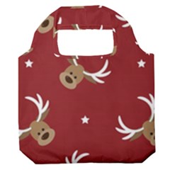 Cute-reindeer-head-with-star-red-background Premium Foldable Grocery Recycle Bag by uniart180623