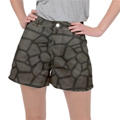 Cartoon-gray-stone-seamless-background-texture-pattern Women s Ripstop Shorts by uniart180623