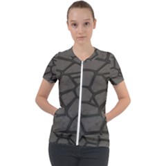 Cartoon-gray-stone-seamless-background-texture-pattern Short Sleeve Zip Up Jacket by uniart180623