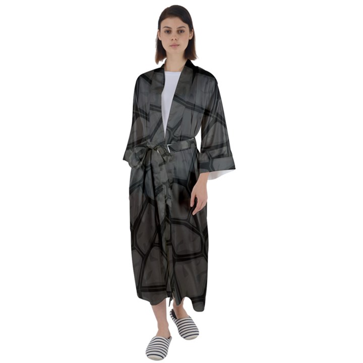 Cartoon-gray-stone-seamless-background-texture-pattern Maxi Satin Kimono