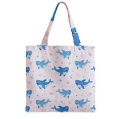 Seamless-pattern-with-cute-sharks-hearts Zipper Grocery Tote Bag by uniart180623