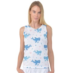 Seamless-pattern-with-cute-sharks-hearts Women s Basketball Tank Top by uniart180623